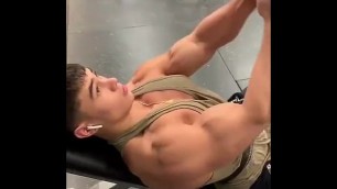 Arms workout in gym