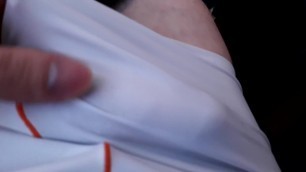 Danish twink with boner in white see-through underwear