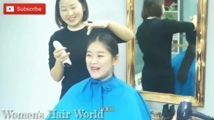 Chinese girl silky hair shaved