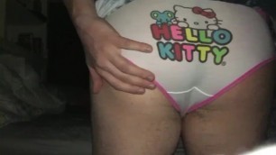 Sissy Slaps His Ass in Hello Kitty Panties