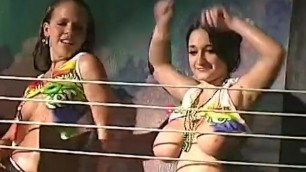 Tiny teen with huge tits showing off