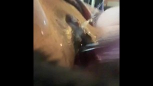 Juicy pussy squirting on a toy over and over