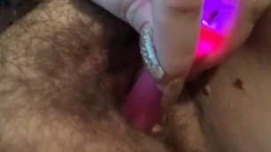 BBW hairy pussy quick vibe session - Big Tender