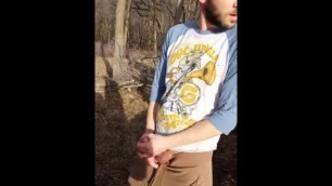 cute bearded guy has to cum in front of his friend