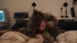 Lucky Guy get fucked in bed of furs