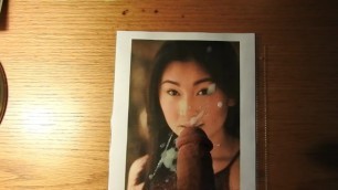 A daddy doing a cum tribute to a hot, asian chick.