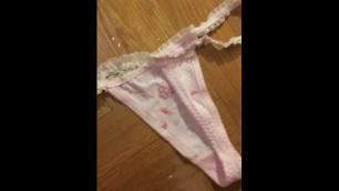 Cumshot on pink panties