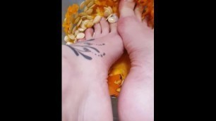 Pixie Nixx gets her Tiny Feet all Slimy, Dirty, Sticky and Gross...