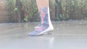 Wet Socks in Rain to satisfy your Foot Fetish