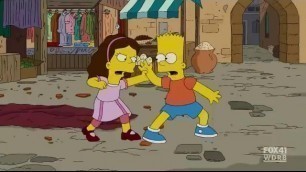 The Simpsons. Krav maga girl beat Bart
