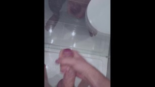 Young twink cums on the shower glass after jerking off