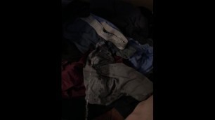 Pissing into a pile of clothes in my closet. Desperate and needed relief.
