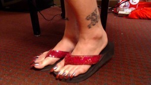 Flipflops Long Long Purple & Red Super Long toenails