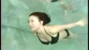 asian girl talk underwater