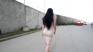 Kim Kardashian. Lyubov Dreskova. Big butt. Tight short dress