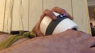 Self ball busting, with home made attachment for fuck machine!