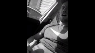 Hot gay jock jerks off in car (short clip)