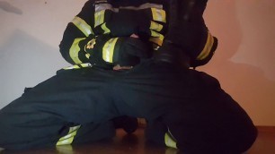 Firefighter jerking off in Fire Gear