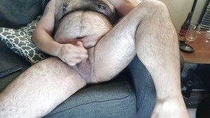 Hairy Bear Masturbating and Tasting My Own Cum