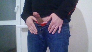 Hot boy In Blue Skinny Jeans wanking His DICK and cumming - Nixxter