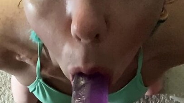 Sissy cums while sucking and eats cum