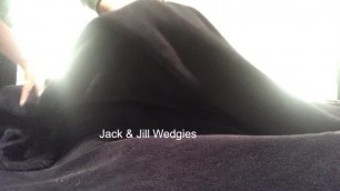 Jack gives Jill a HARD wedgie in her black panties while in bed!