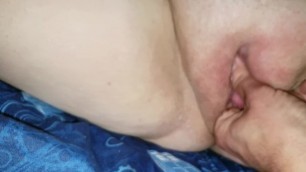 Sneaking under the covers to eat a BBW pussy (up close)