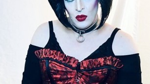 Sissy Slut in Heavy Makeup Teases and Strokes
