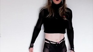 Dirty talk and masturbation in thigh high boots featuring Alexandra Braces