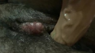 Hairy Pussy Creaming Dildo