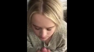 Perfect blonde dirty talks taking it from behind then handjob on her knees